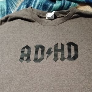 Men's Gray Vintage XL AD/HD AC/DC Parody Funny Delta Tag Shirt